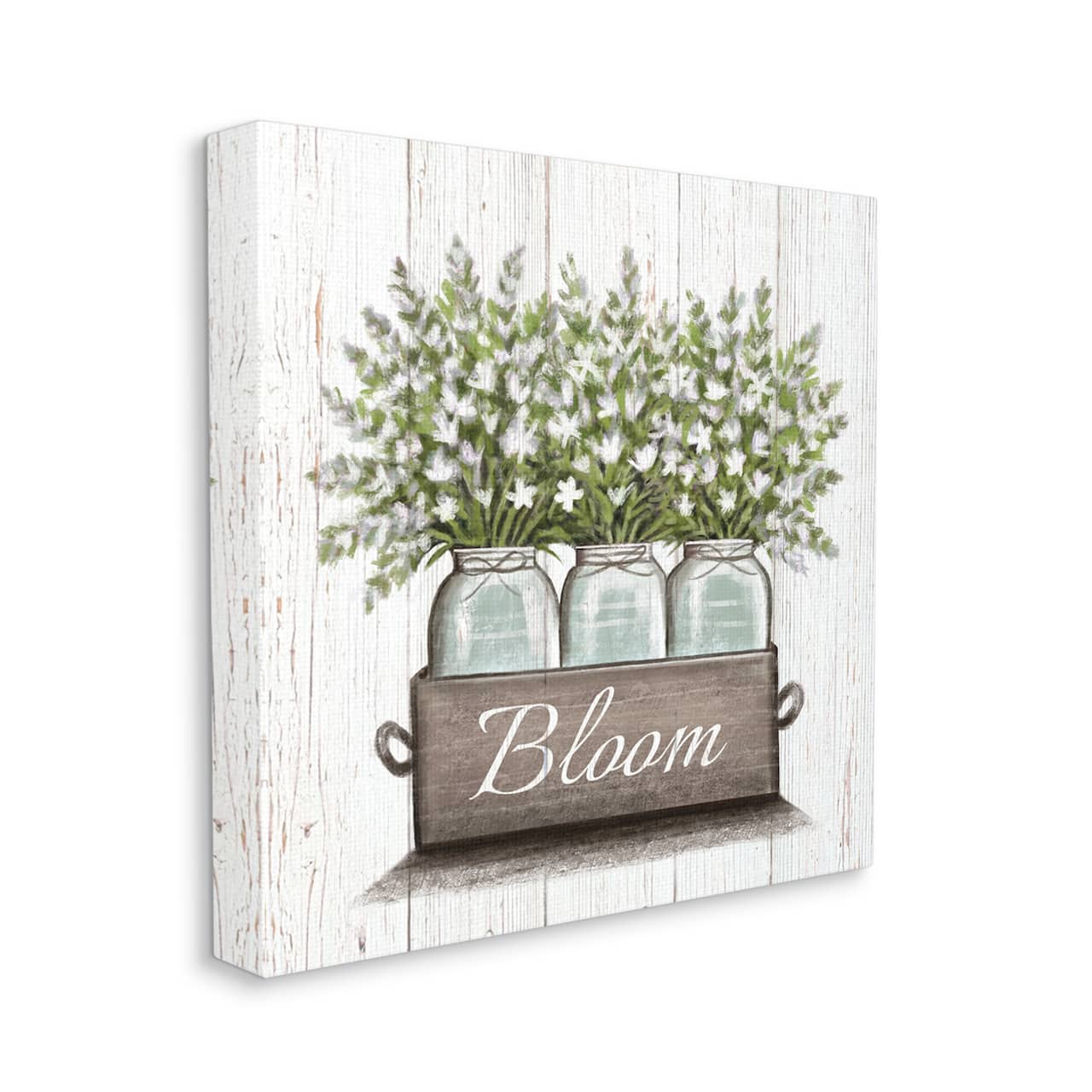 Stupell Industries White Wildflowers in Jars Bloom Sentiments Canvas Wall Art